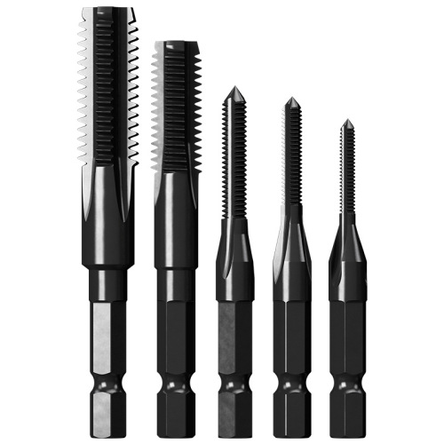 Pneumatic hand drill hexagonal handle straight groove tapping industrial grade black high-speed steel machine tap M3-M12