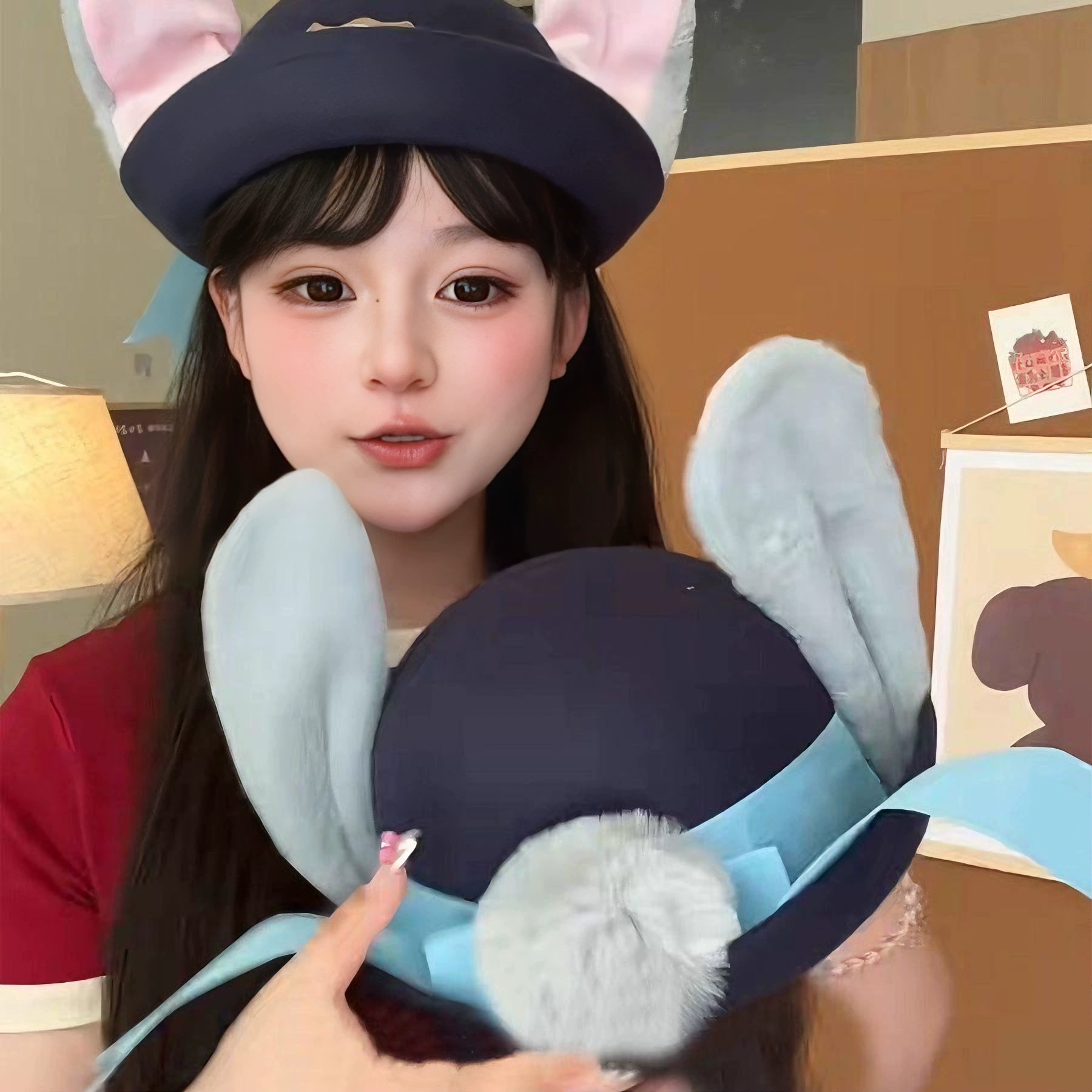 Джуди шляпа кролика котелок женский котелок котелок кобан полицейский шляпа милый мультфильм длинный ухо рыбак шляпа прилив