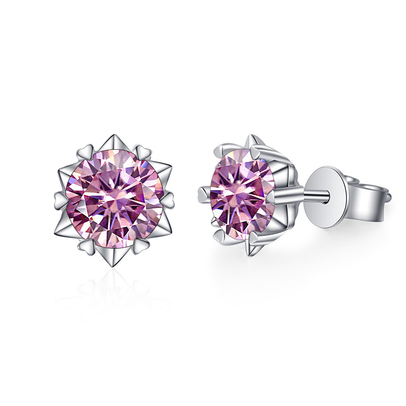 S925 pendientes de plata esterlina mujeres diamantes de mosaico de nieve corazón de seis patas fabricantes de pendientes de perforación de mosaico