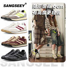 隐形增高鞋6CM轻量透气新款小众复古情侣阿甘鞋软底男士运动鞋