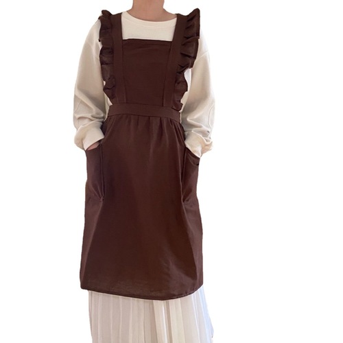 Foreign trade Korean version retro ruffled apron floral barista art smock milk tea barista manicure bib