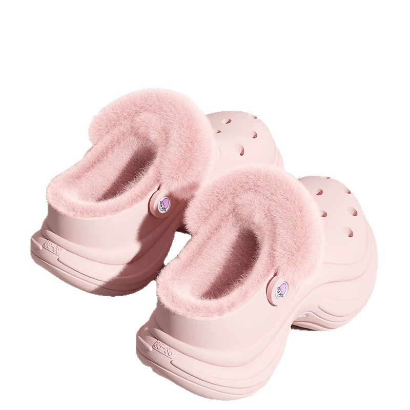Demi-season removable keep warm cute slippers, plush