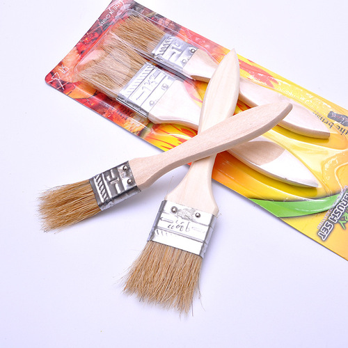 Two-pack oil brush barbecue brush oil wool brush high temperature resistant kitchen barbecue egg liquid wooden handle brush baking tool