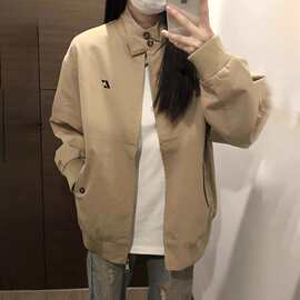 美式复古时尚设计感外套女春秋新款小众宽松休闲工装夹克女小个子