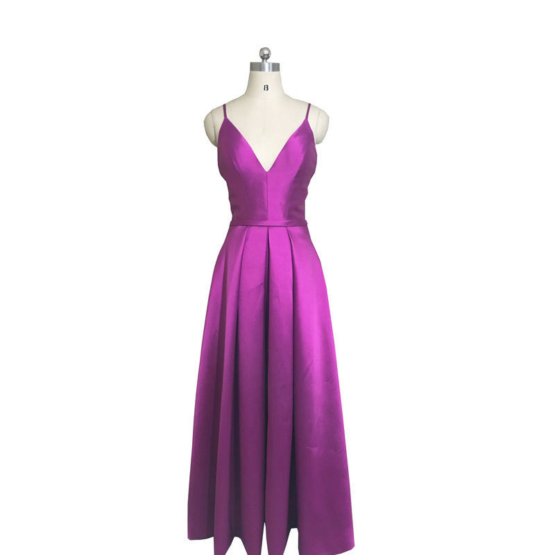 El Comercio exterior europeo y americano Amazon AliExpress deseo vestido de noche sexy Correa sin espalda simple satén vestido personalizable image 1
