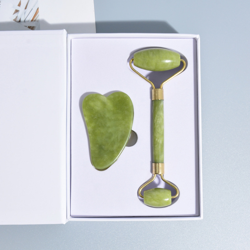 Espina cabeza de doble cabeza facial Jade masajeador belleza cuerpo masaje palo belleza contenedor cuerno tablero raspado placa traje