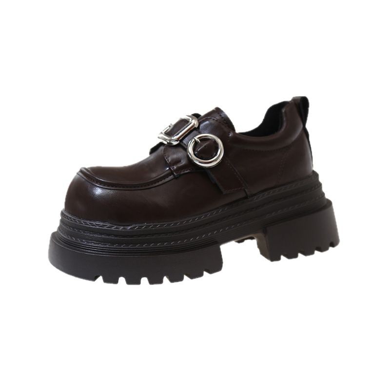 "Miaolu" chaleco de cuento de hadas ~ zapatos de fondo grueso de Lefour para mujeres de otoño y invierno de la escuela de viento de tacones gruesos zapatos de cuero jk aumento de altura zapatos simples