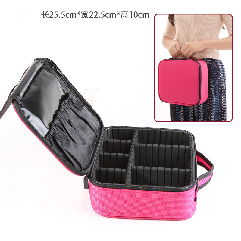 Bolsa de cosméticos de gran capacidad, partición de clasificación simple y portátil, bolsa de almacenamiento multicapa, caja de manicura de belleza para artista de maquillaje y maquillaje