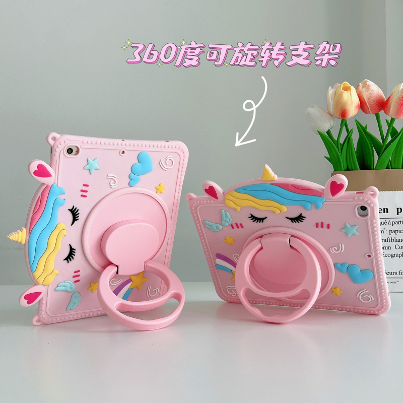 Applicable to Apple ipad11-inch tablet protective case cartoon rainbow unicorn Air2 drop-resistant case MINI3456