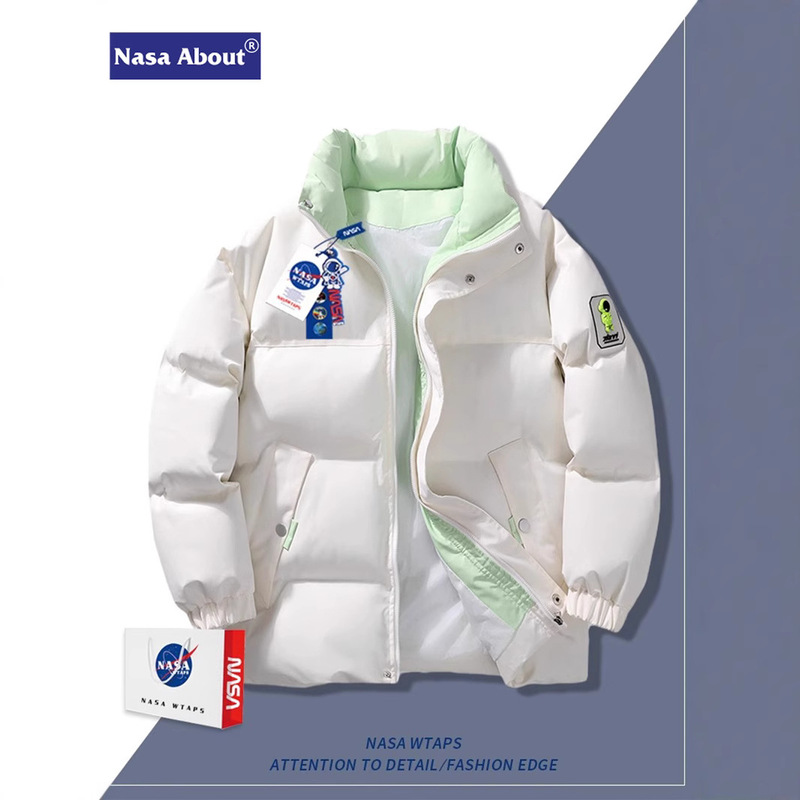NASA Down Jacket Men's and Women's Coat Fashionable Loose Autumn and Winter Coat Thickened Hong Kong Style Student Leisure Cold-proof Bread Suit
