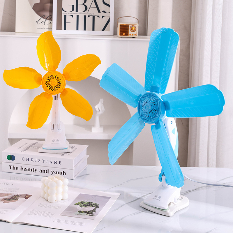 Clip-On Fan for Home Use, Small Fan with Strong Wind Power, Five-Blade Desktop Electric Fan, Suitable for Dormitory, Bedside, and Office Desk