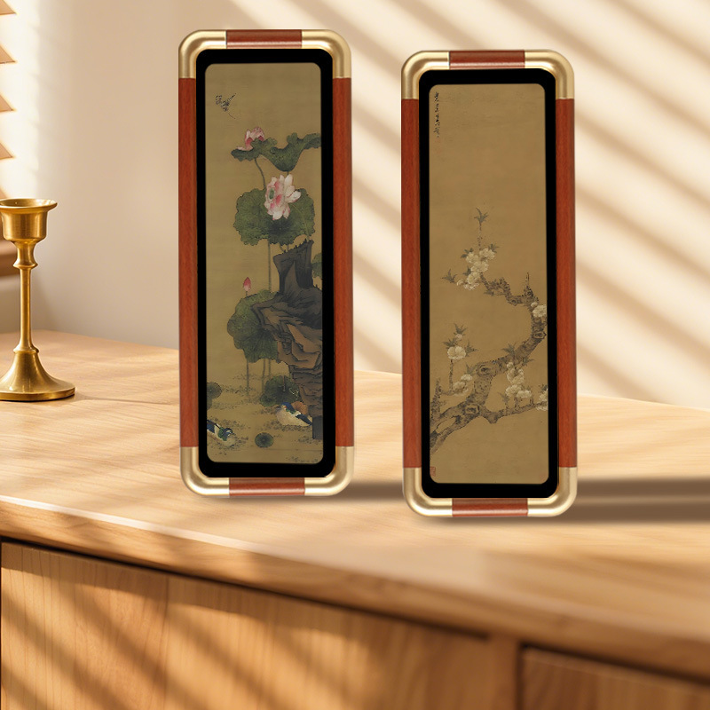 明朝画家陈洪绶书画实木仿铜圆角相框摆件寿宣图文创装饰桌面摆设