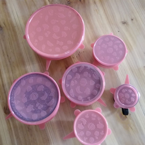 New EU Standard 6-Piece Stretch Silicone Food Cover Set, Round Bowl Cover, Sealing Kit