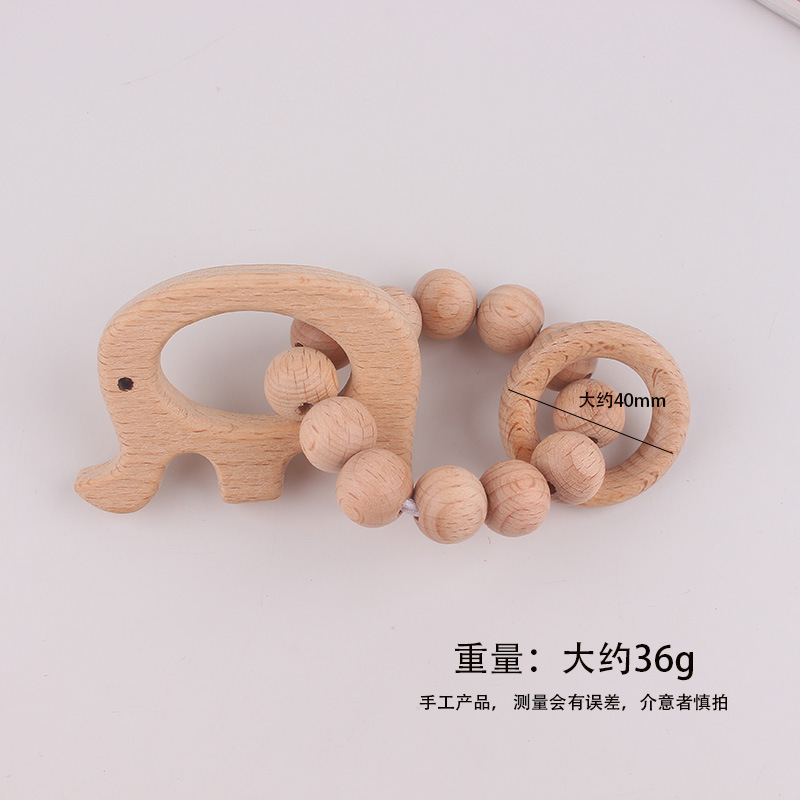 Europa y América niños pulsera de madera animal beech goma de madera perla recién nacido mordida le mordida molar pulsera