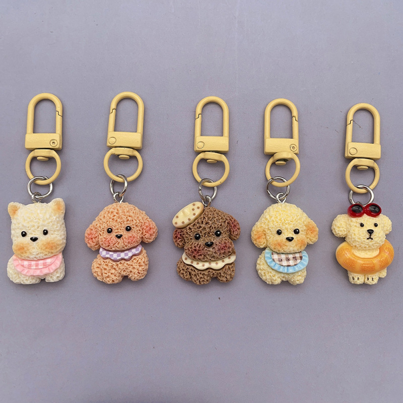 Creative Cartoon Scarf Bread Dog Keychain Cute Pendant Soft Adorable Dog Girl Best Friend Accessory Backpack Pendant