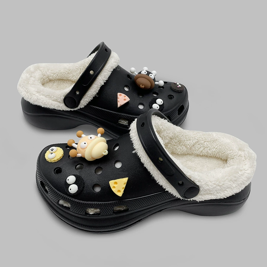 Winter cartoon fleece keep warm slippers platform