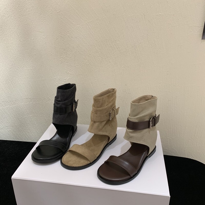 2025 Korean Style Summer New Thong High-Top Women's Sandals Wedge Heel Inner Heightening Niche Women's Sandals