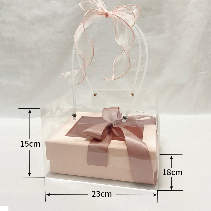 Directo de fábrica transparente flor bolso trapezoidal ramo bolso de mano Día DE LA Madre bolsa de regalo de mano
