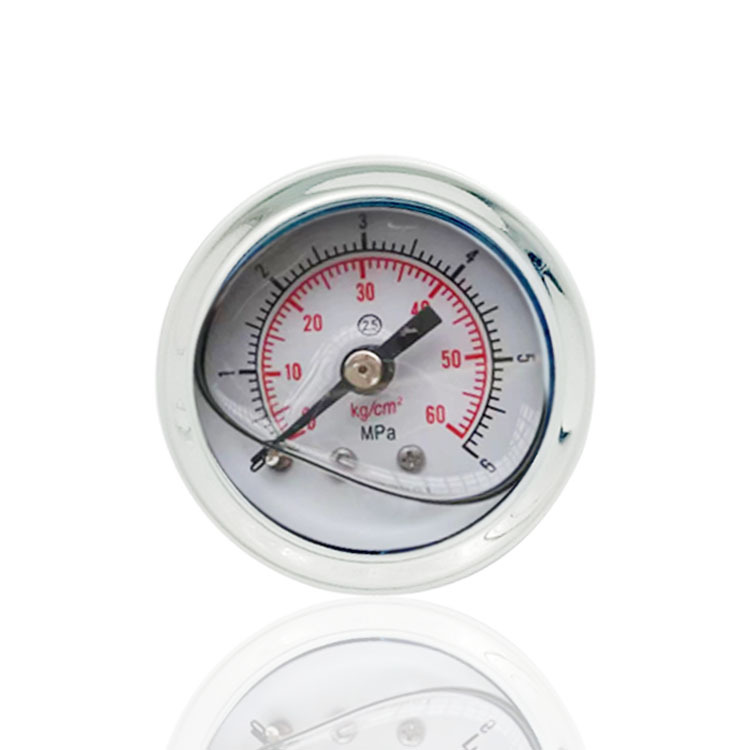 供应全不锈钢耐振充油加液压力表轴向304横装YNBF40Z 6MPA M10*1