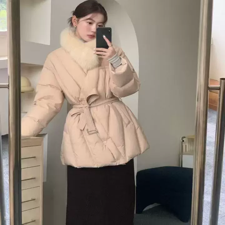 Пуховик с шерстяным воротником