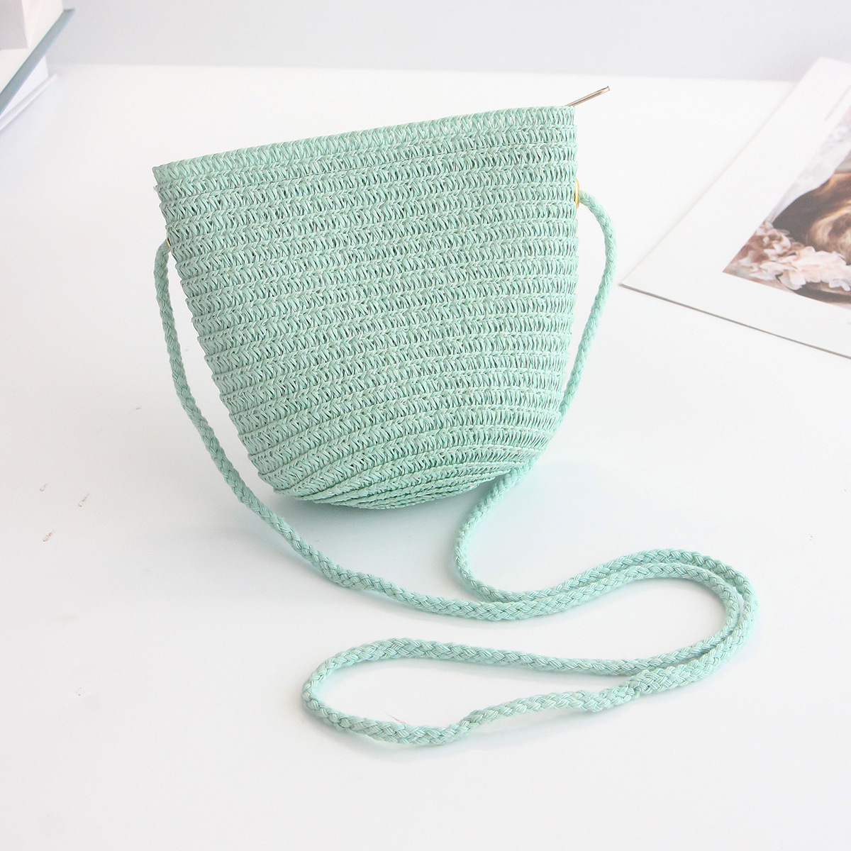 Bolso de hombro de los niños bolsa de paja de los niños pequeña cartera lindo todo partido bolsa de paja pequeña chica fresca accesorios bolsa