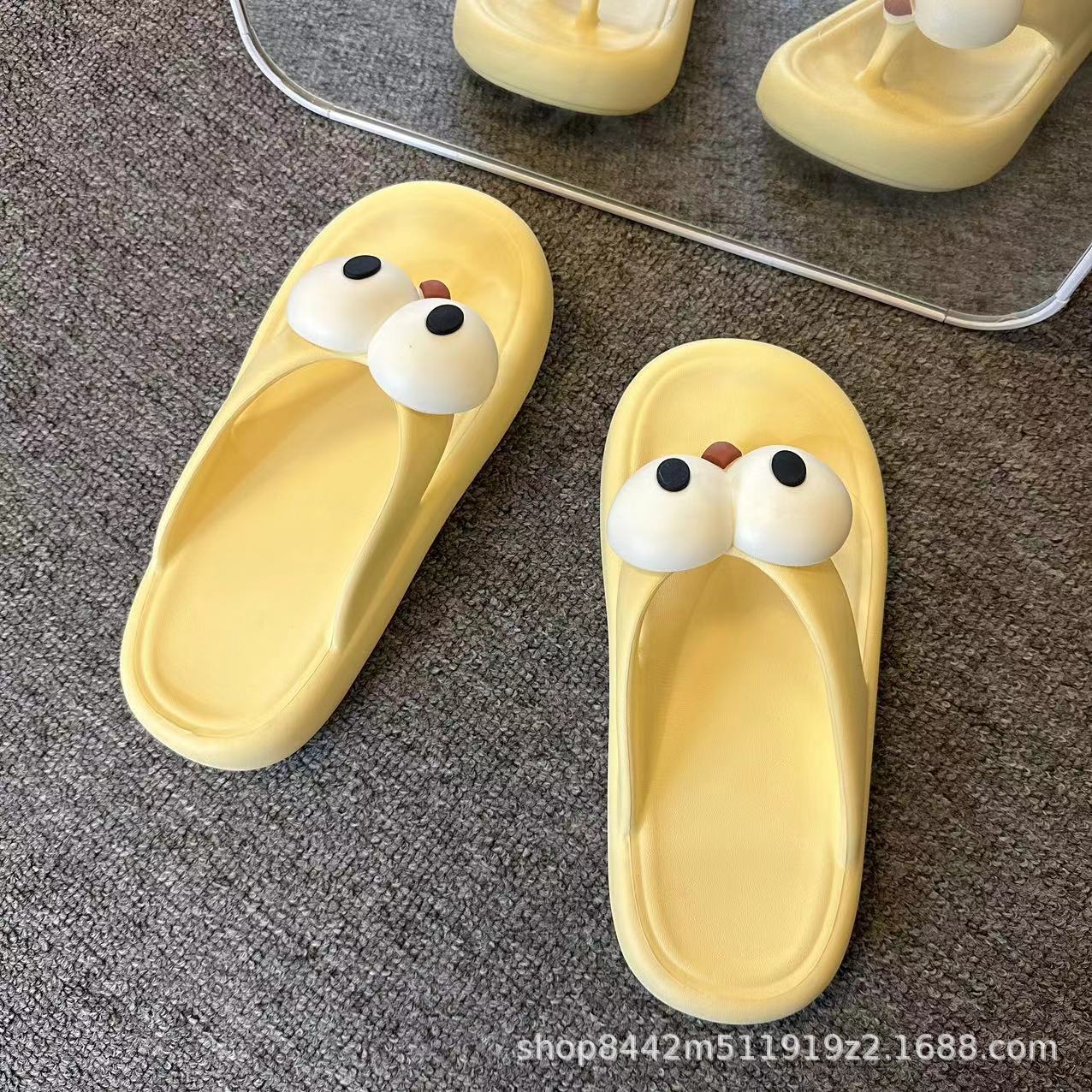 Arrastre de dibujos animados divertido en verano 2023 interior y exterior con Playa universal para hombres y mujeres, lindo Fondo grueso, cómodo ojos grandes