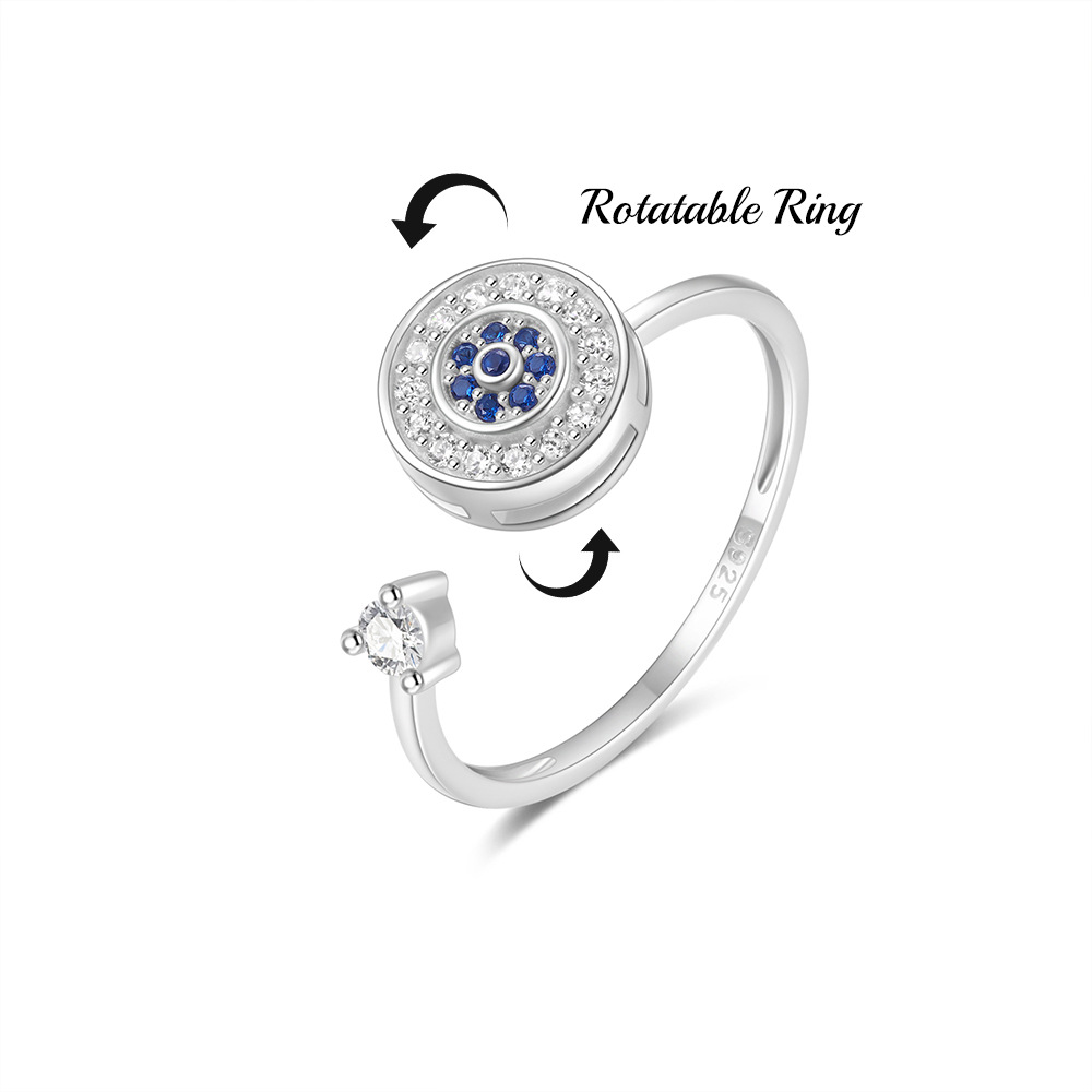 2g Weight Zircon Inlay Material Anxiety Ring, Open Rings Classification Adjustable Ring Size 1 Piece Quantity Daily Occasion 925 Sterling Silver Material Sun, Moon Pattern All Seasons Season Women's Gender Plating, Inlay Design Sweet, Shiny Style 925 Sterling Silver Zircon Sun Moon Open Rings Anxiety Ring 925 Sterling Silver Rings 36