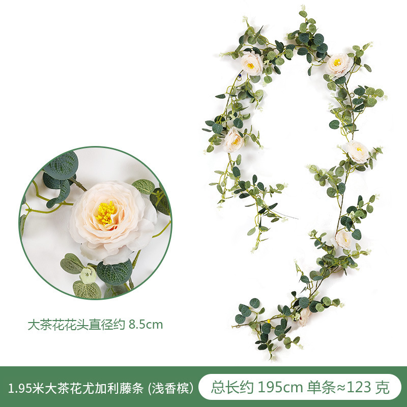 Amazon eucalipto Rose vid boda decoración del hogar artificial peonía Camelia dinero hoja flor artificial vid