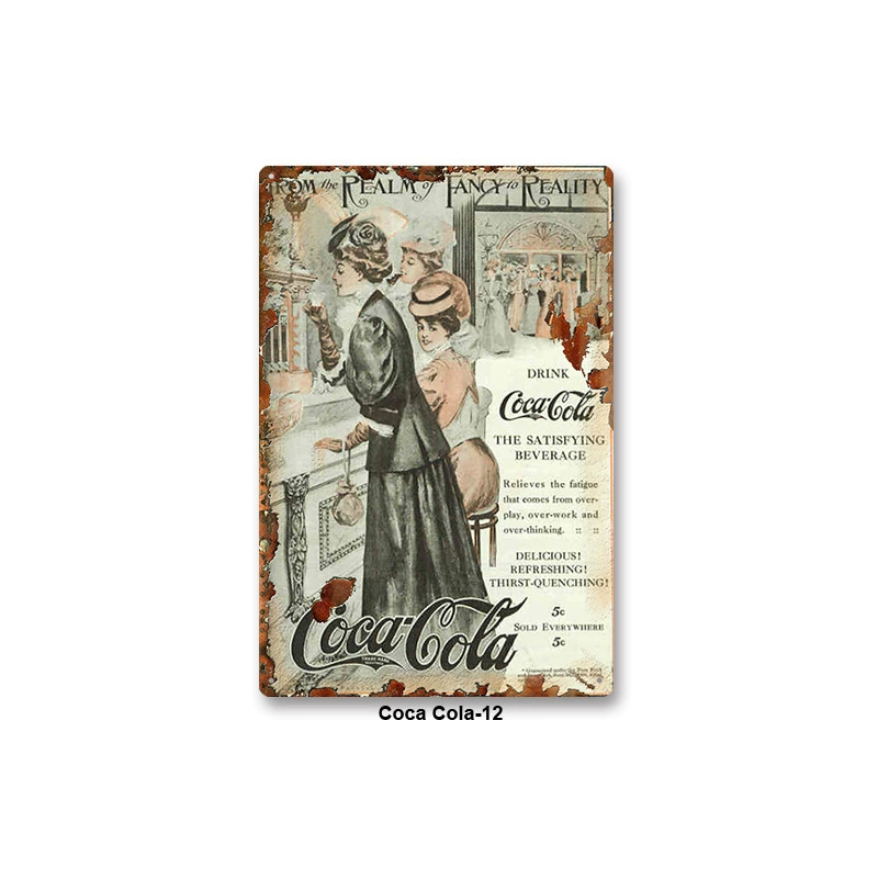 Металлическая настенная табличка Coca Cola, жесть 20×30 см, винтажный ретро стиль
