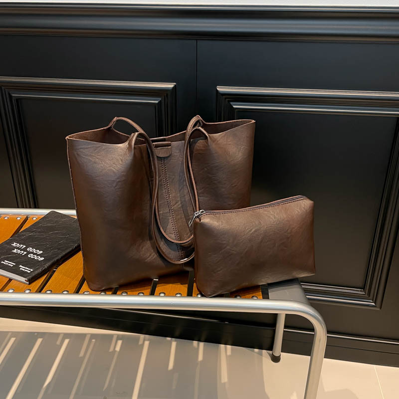 Casual Tote Bag 2024 New Versatile Large-Capacity Autumn Korean Style Mother-In-Law Bag Retro Elegant Commuter Satchel Women's Bag