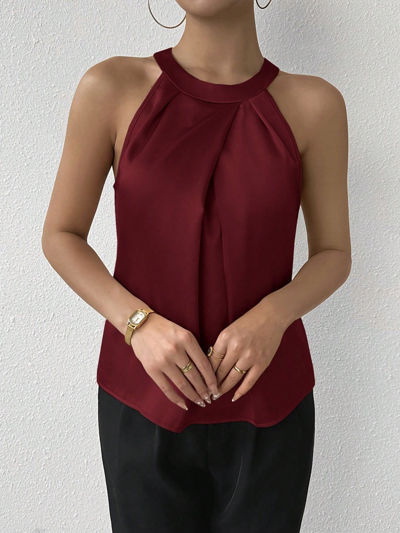 Ropa de mujer europea y americana Camisa de satén de comercio exterior de alta gama para mujer Verano nuevo satén Camisa de Amazon al por mayor Top