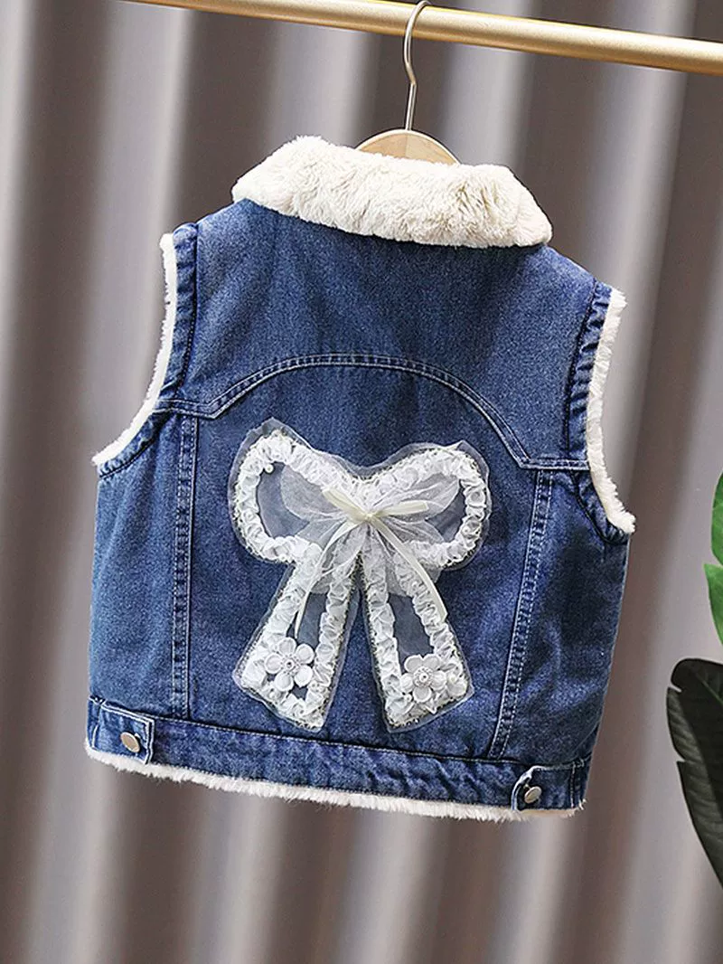 Winter children's denim demi-season down jacket girl's, western style, increased thickness