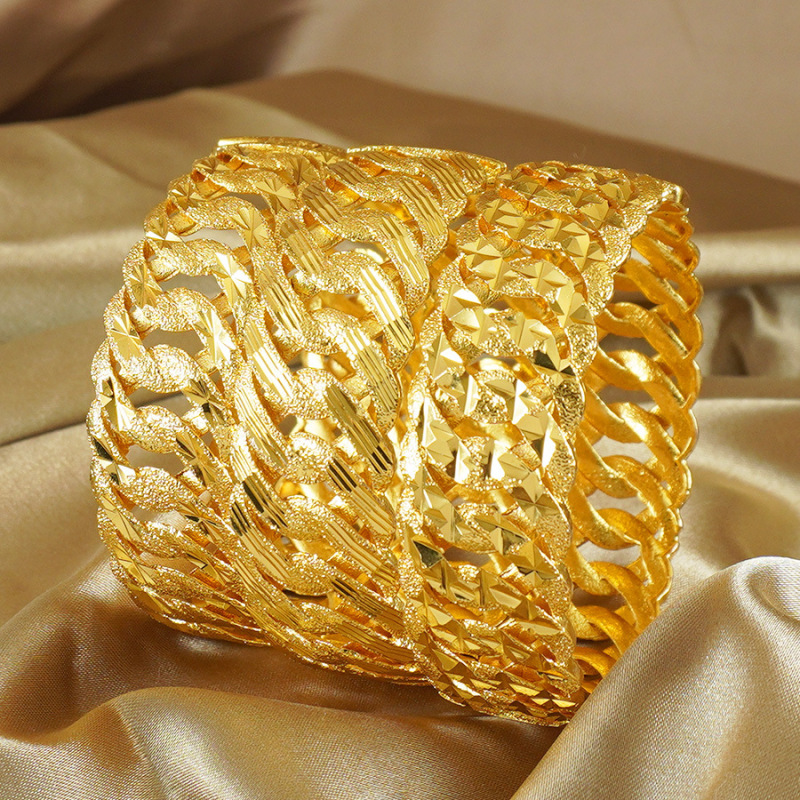Middle Eastern Vintage Open-Style Cuban Bracelet Suitable for Daily Wear and Gift-Giving, Dubai Fashion Cuff Bracelet for Women
