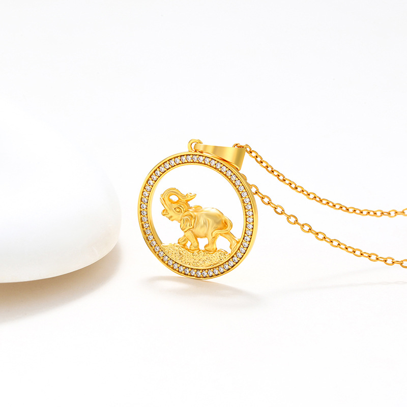 Joyas Xuping aleación de cobre galvanizado de oro verdadero perímetro colgante de piedra animal colgante de elefante colgante de personalidad colgante al por mayor mujer