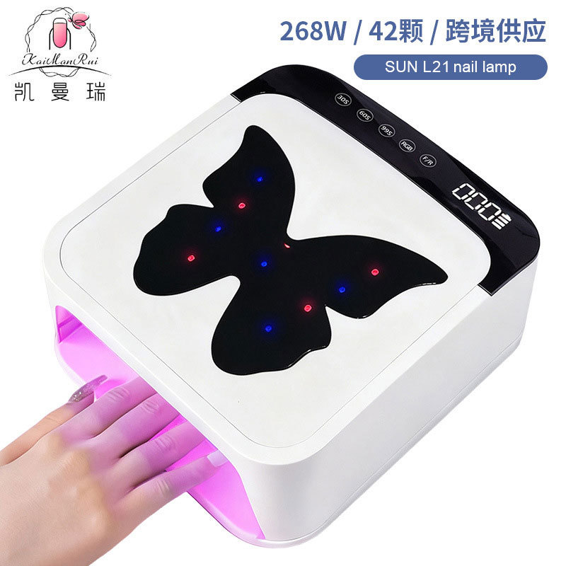 Butterfly manicure 268W de alta potencia manicure horneado lámpara de secado rápido almacenamiento de energía ultravioleta manicure iluminación LED doble fuente de luz