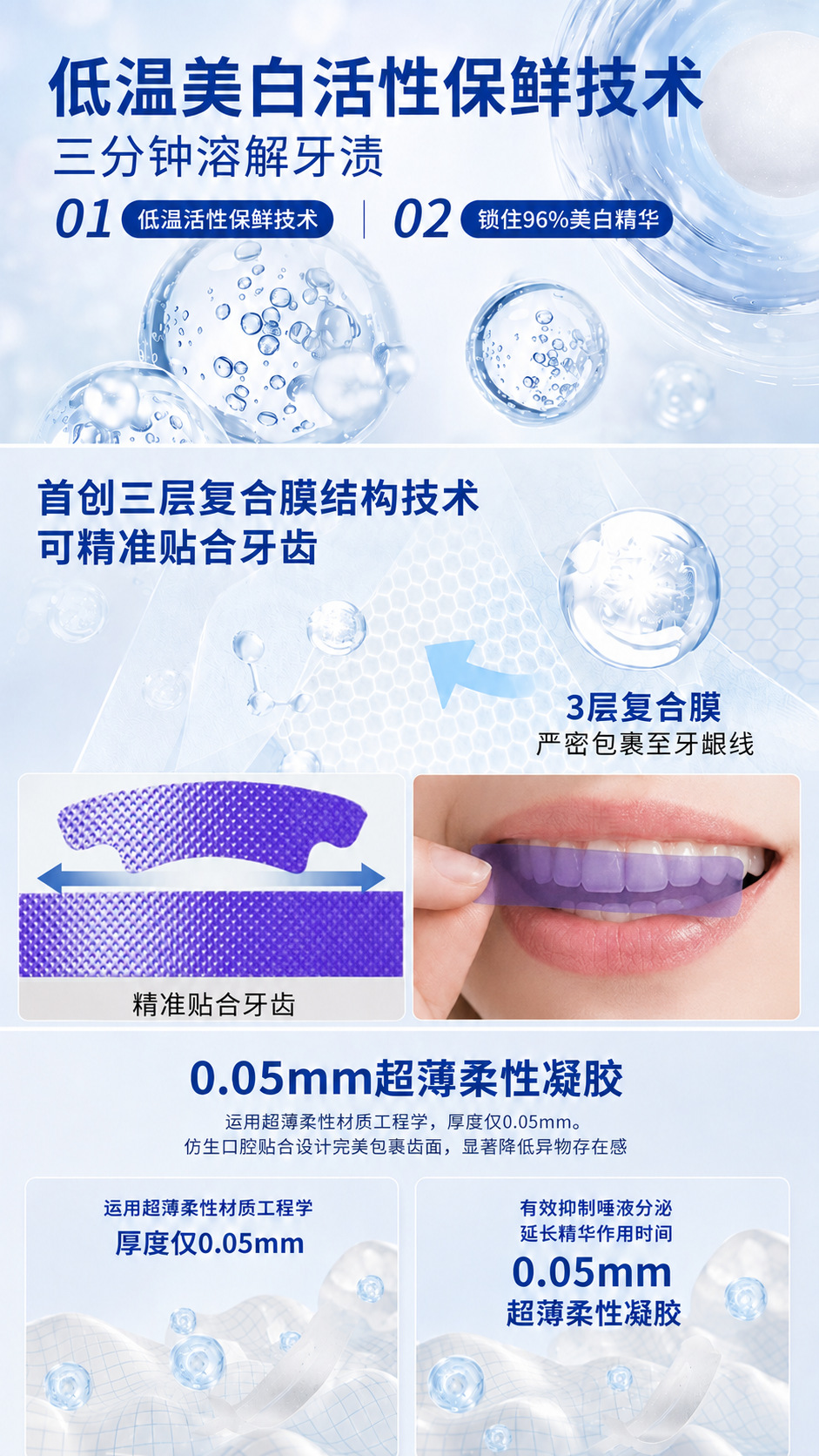 跨境新款紫色湿牙贴舒缓牙齿护理牙套去渍黄牙贴片温和日常护牙