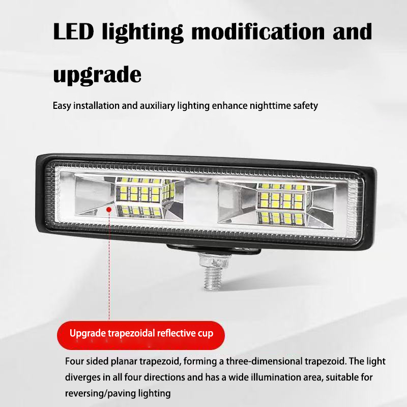 Car Daytime Running Lights Led Work Lights Off-Road Vehicle Modified Light Bar with Reflector Cup Super Bright Ground Lighting 16 Lights Smd
