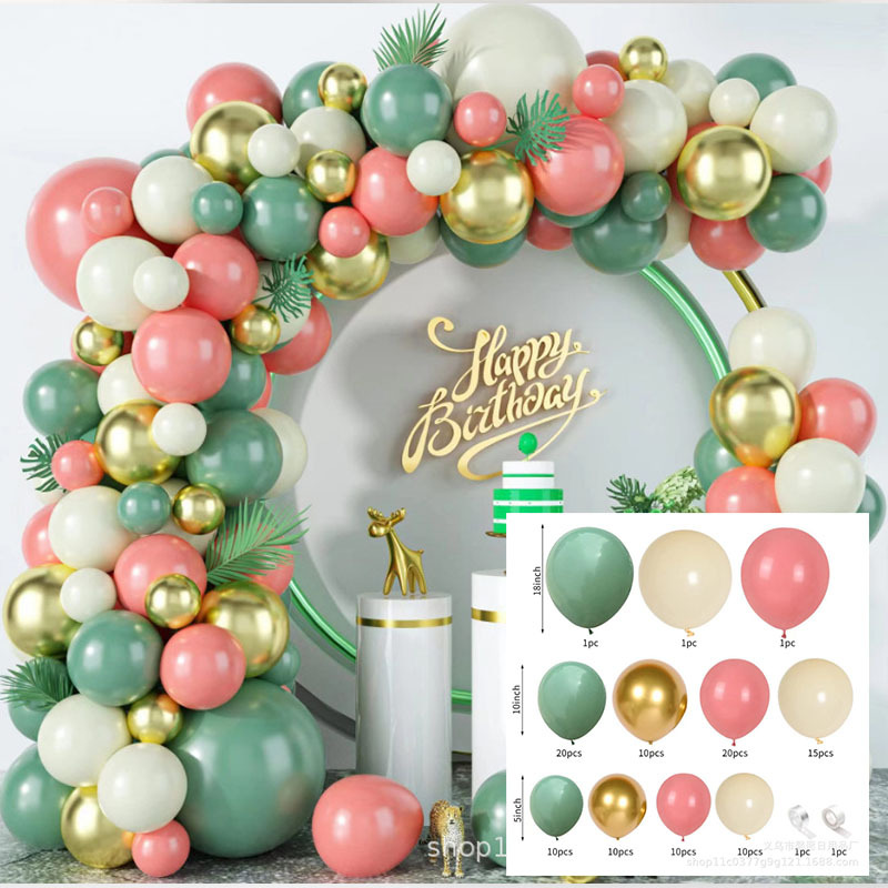 Amazon cumpleaños globo decoración suministros de diseño de boda fiesta de inauguración set de globo cadena de globo verde