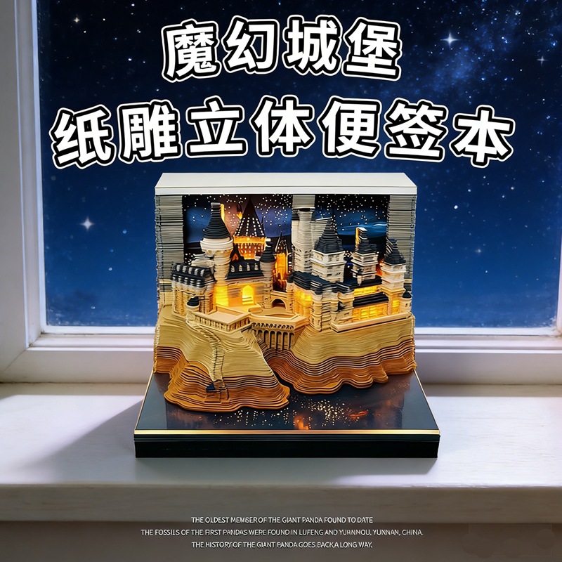 2026年新款哈利波特城堡纸雕日历3d立体便签本创意摆件文创伴手礼产品实拍图