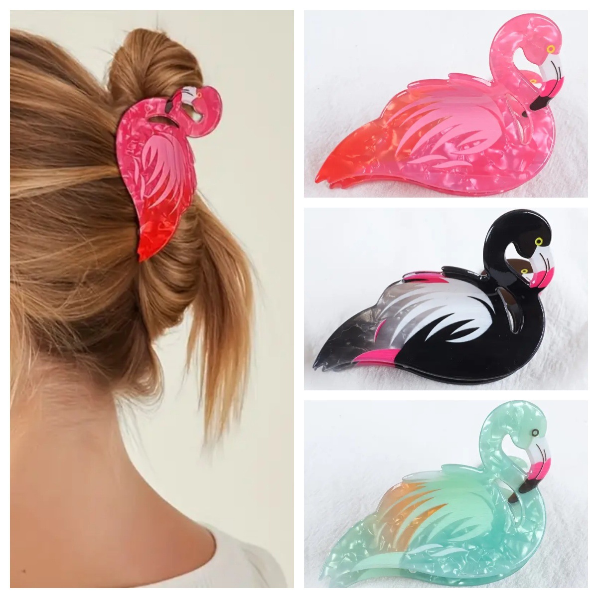 30g Weight Hair Claws Hair Accessories Type Cartoon Style Women's Flamingo Acrylic Hair Claws