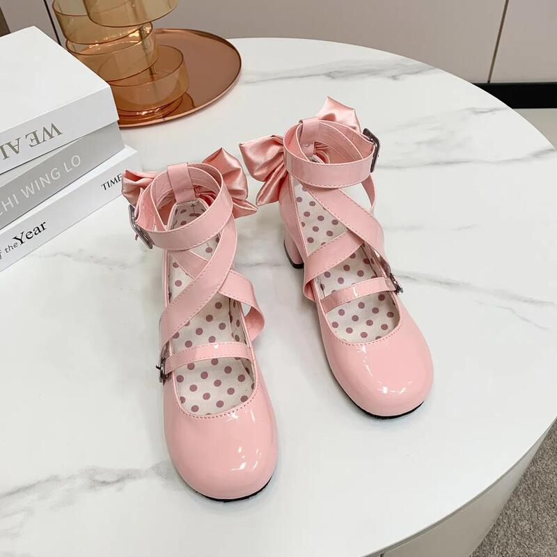 Pink High-heeled Shoes Original Lolita Lolita Cute Thick-heeled Soft Little Leather Shoes LO genuine goods Student Shoes Pink High-heeled Shoes Original Lolita Lolita Cute Thick-heeled Soft Little Leather Shoes LO genuine goods Student Shoes