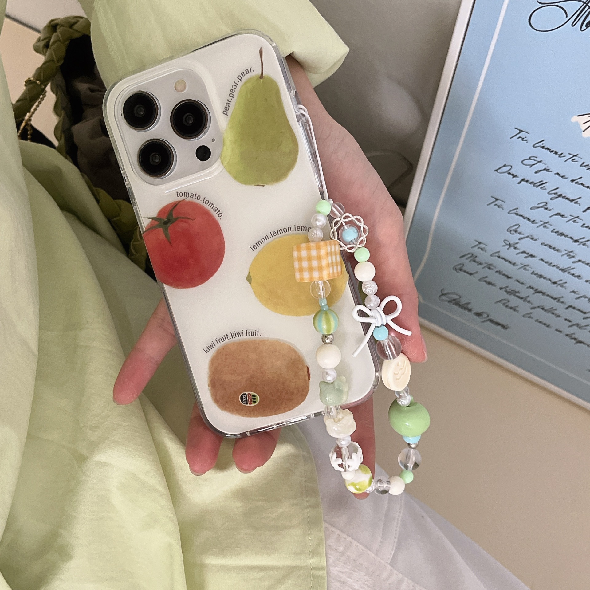 Colección de hilo creativo Frutas Apto Apple 15ProMax Funda para teléfono 16Pro Pulsera 14/13 Pareja 16PM