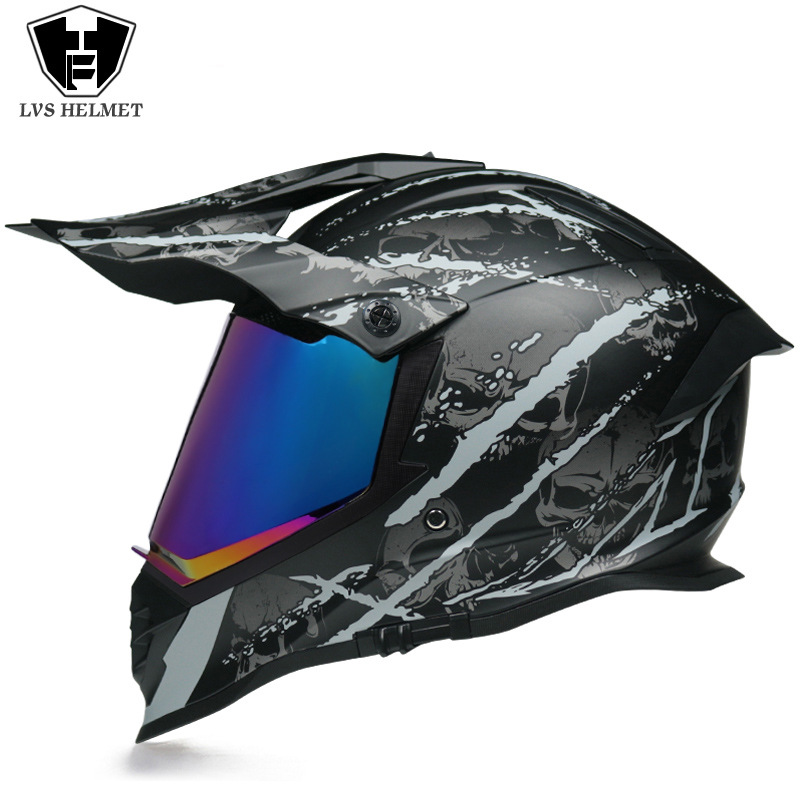 Nuevo off-road tire casco de doble lente carretera tire casco completo motocicleta Larga Distancia unisex Four Seasons universal LVS