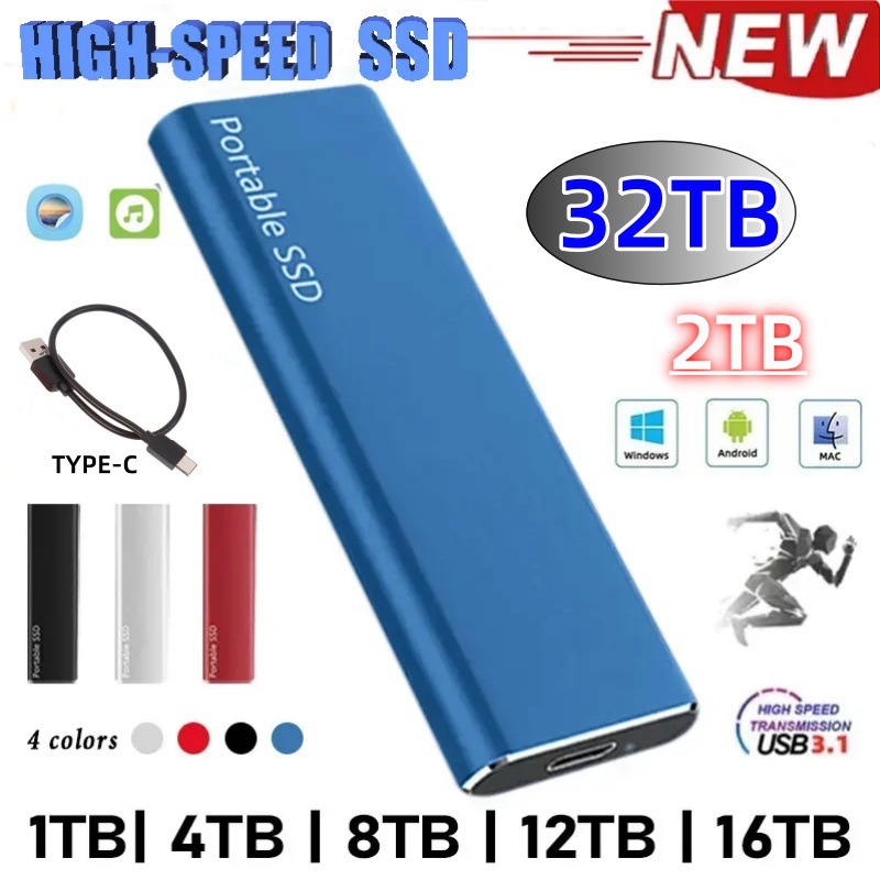 Cross-Border Foreign Trade Expansion and Upgrade Mobile Solid State Drive 128t 30t 16t High-Speed Transmission Mobile Hard Drive