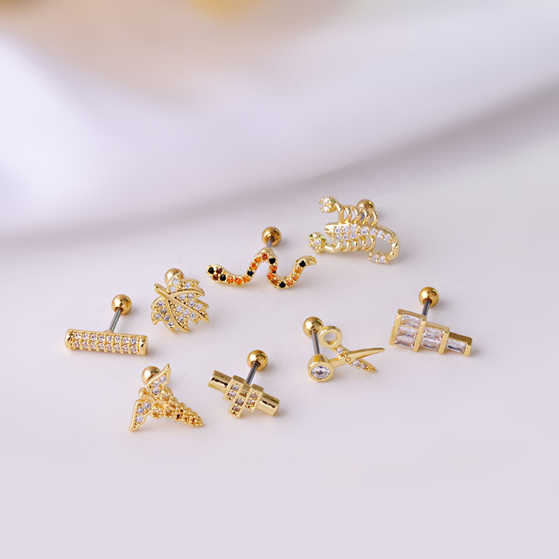 fashion 0.8MM titanium steel thin rod screw ball single ear bone nail