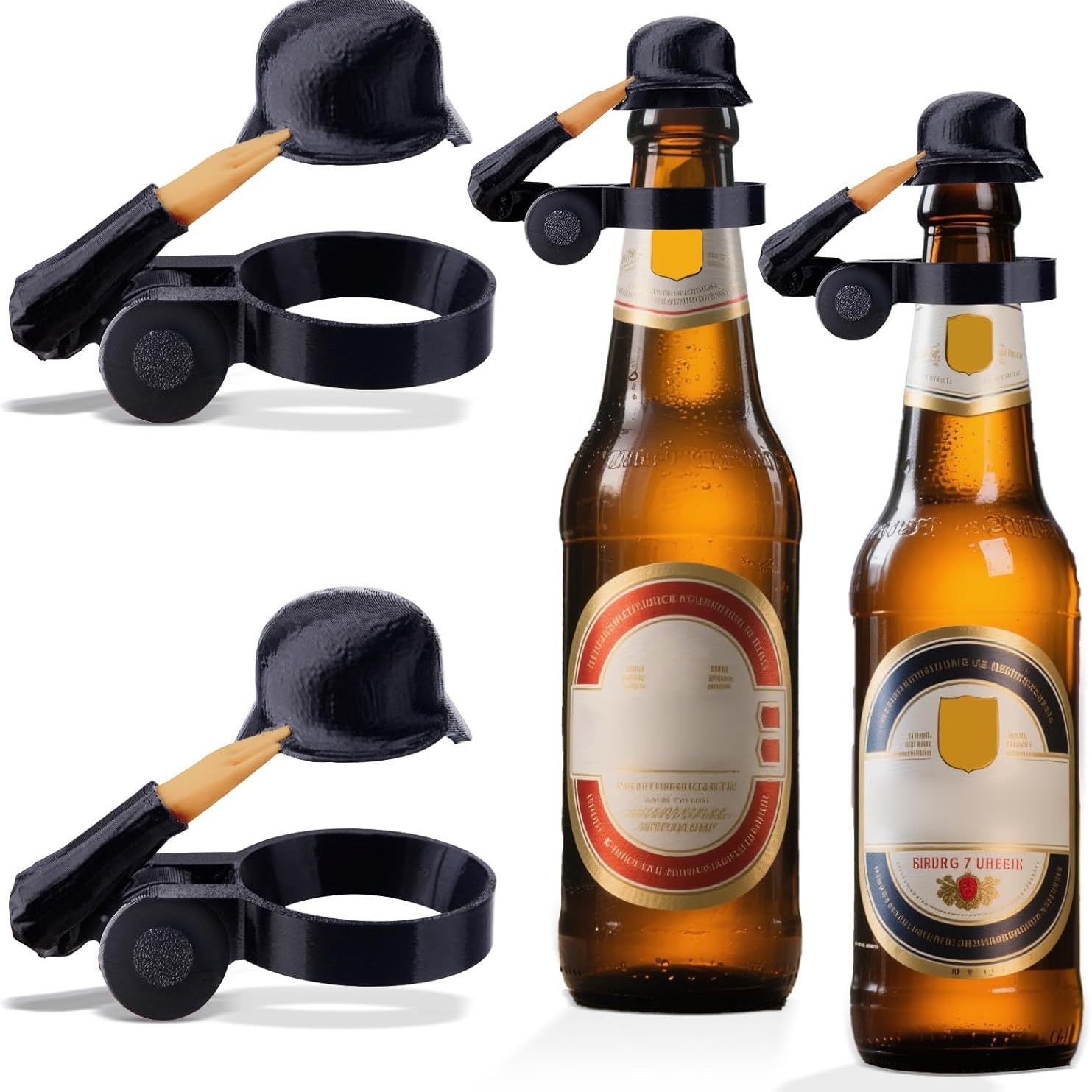Soldat Salute Beer Bottle Helmet 2个装啤酒瓶头盔 酒瓶盖 黑色