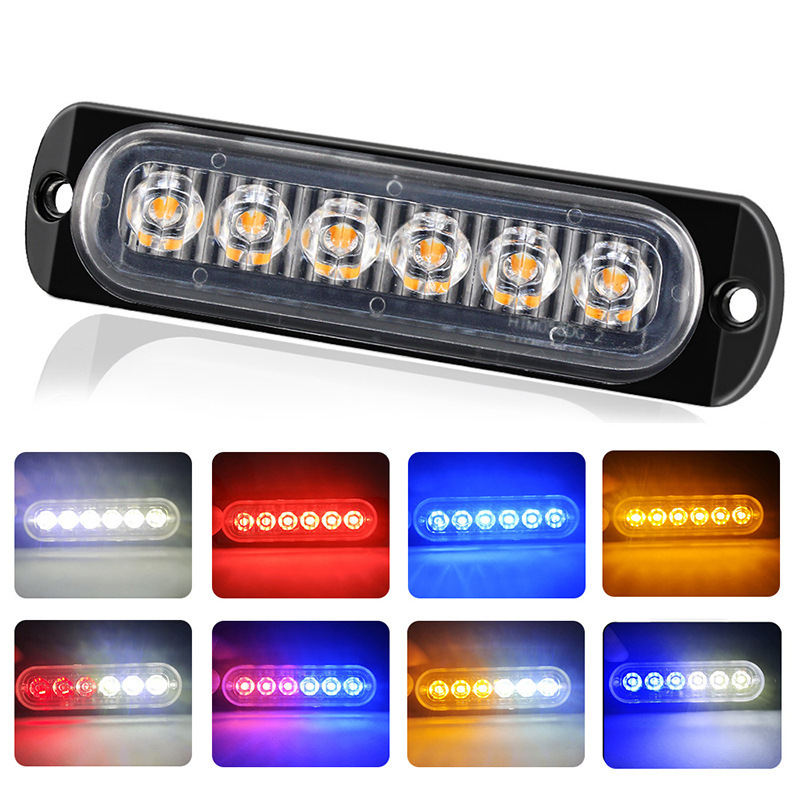 automobile LED Lamp 6 Thin section Explosive flashing light truck Pickup Side Explosive flashing light 12-24v Warning light 6LED