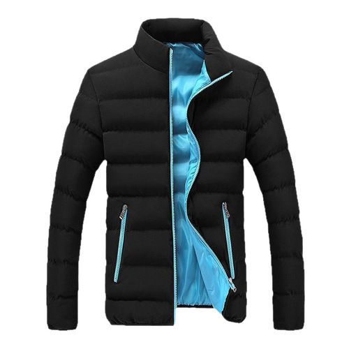 Leisure Winter Thick Cotton Coat for Men, Stand-up Collar Open Jacket, Outdoor Cotton Coat Outerwear