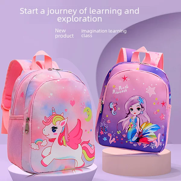Direct Sales Cross-Border Mermaid Schoolbag for Girls, Kindergarten Burden-Reducing Children's Backpack, Foreign Trade Unicorn Backpack, Ultra-Light