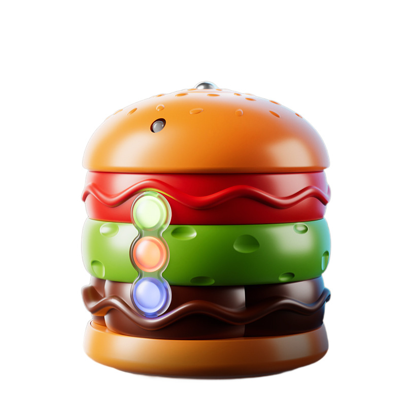 Iluminación transfronteriza colorida música de hamburguesas cool efectos de luz para niños giratorios eléctricos para niños de Navidad iluminados giroscopio brillante
